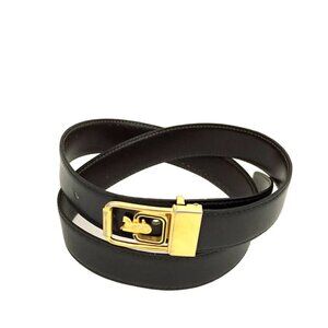 CELINE Horse Carriage Black Leather 85cm Mens Belt /4T0351